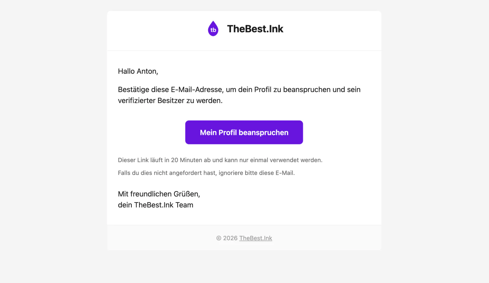 Sieh in deinem Postfach nach