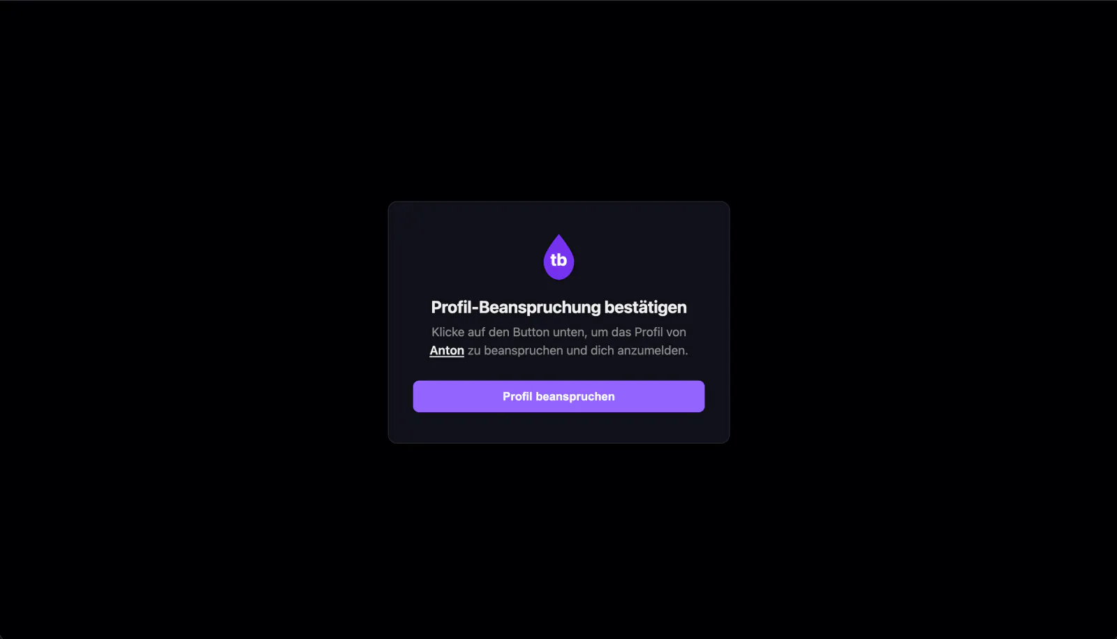 Bestätigen und anmelden